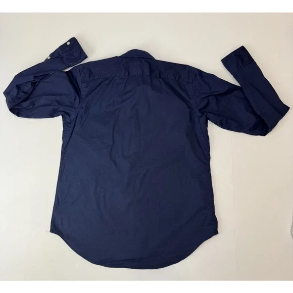 Vintage Ralph LaurenSport Slim Fit Navy Button Down Men's Medium Stretch Cotton - Picture 2 of 8
